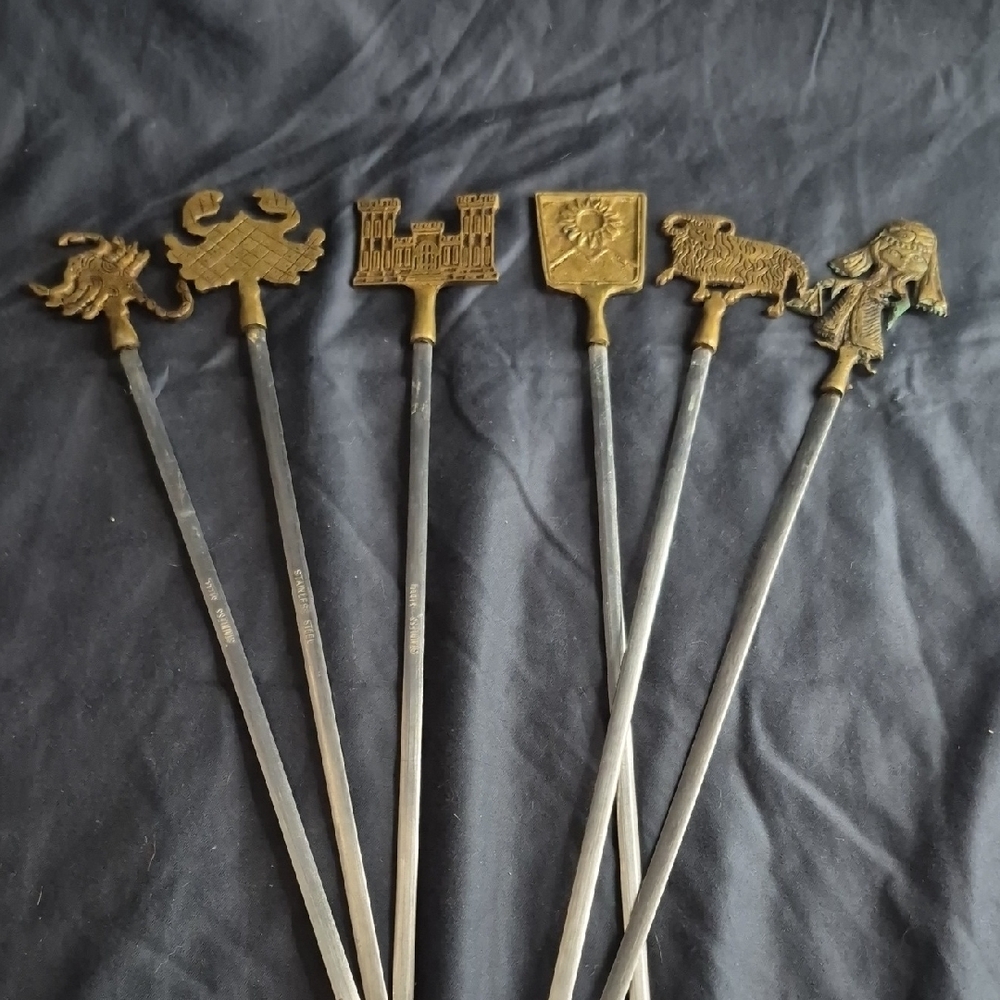 Vintage Skewers With Decorative Ends-60's